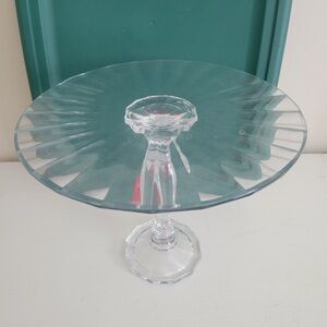 Godinger River Edge Crystal Pedestal Cake Plate 13”